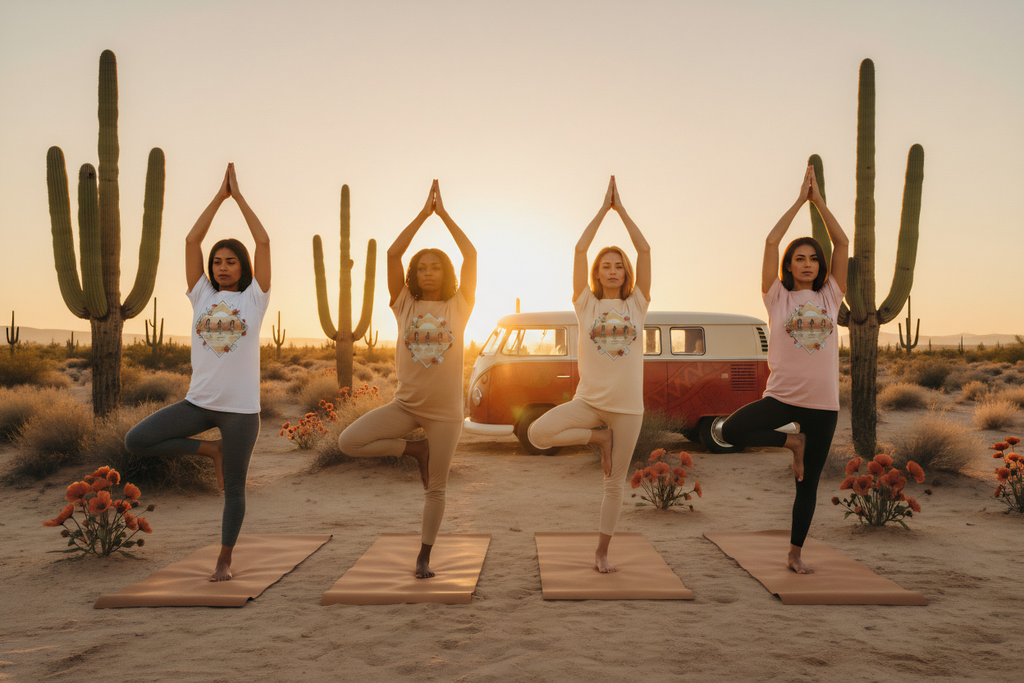 Pause and flow yoga van life graphic tee by Pause Caravan Collective