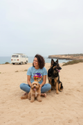 Born to roam camper van life graphic tee with Amazigh motif by Pause Caravan Collective