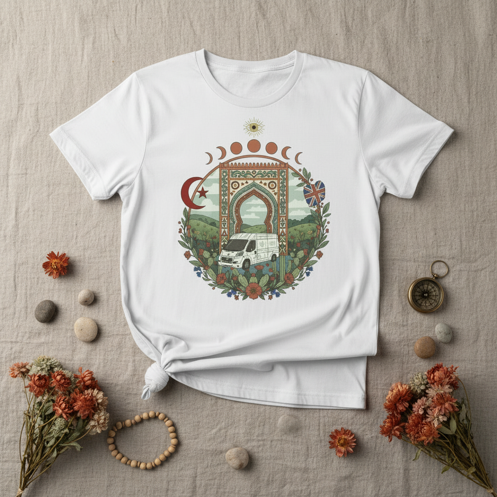 Van life journey graphic tee with true love story -inspired design by Pause Caravan Collective