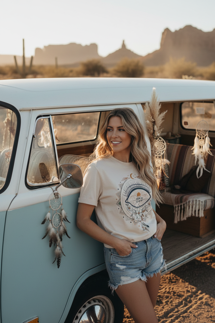Eye of the tribe boho graphic tee with Amazigh eye symbol by Pause Caravan Collective