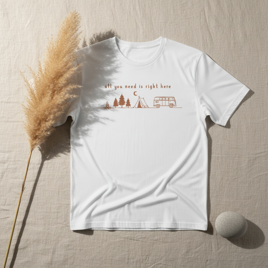 All You Need Is Right Here boho van life graphic tee by Pause Caravan Collective
