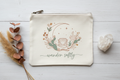 Wander Softly boho canvas zipper pouch with Amazigh design by Pause Caravan Collective