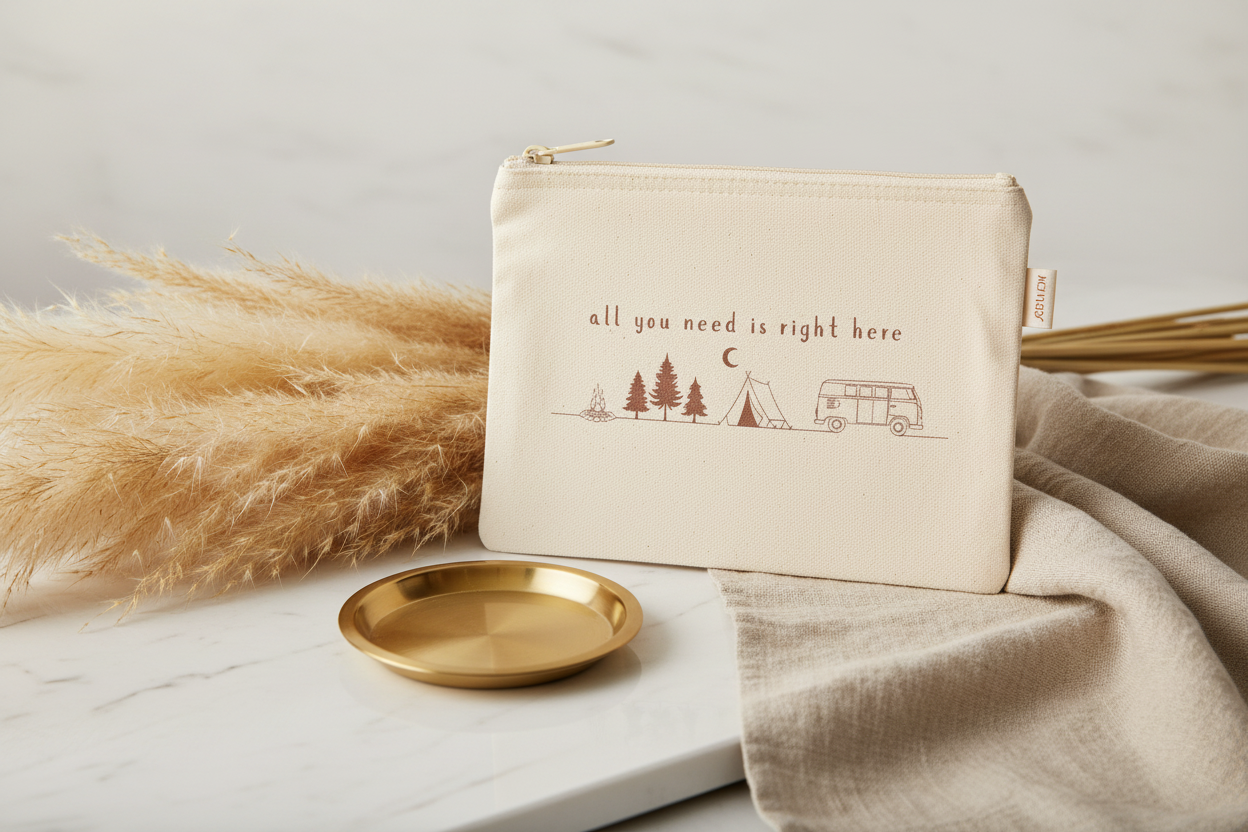 All You Need Is Right Here boho canvas zipper pouch by Pause Caravan Collective