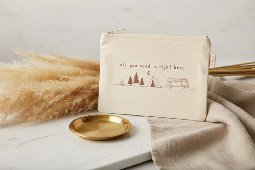 All You Need Is Right Here boho canvas zipper pouch by Pause Caravan Collective