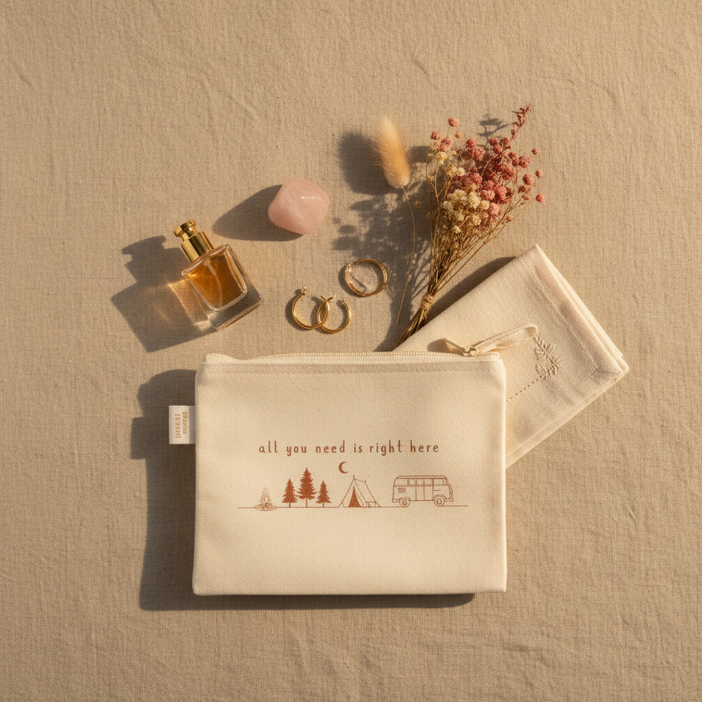 All You Need Is Right Here boho canvas zipper pouch by Pause Caravan Collective