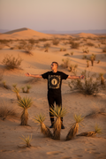 Celestial Medicine Tee — Washed Black Graphic Tee with Moon & Botanical Designed by pause caravan collective 
