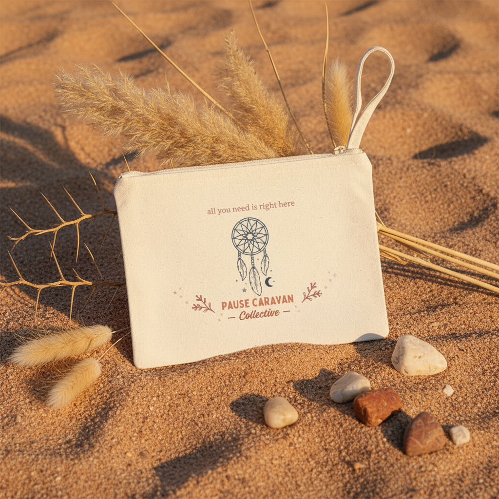 Canvas Zip Pouch — Pause Caravan Collective | Boho Dreamcatcher Bag
